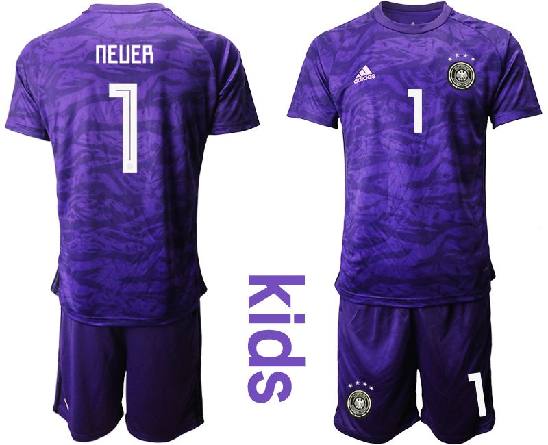 Youth 2019-2020 Season National Team Germany purple goalkeeper #1 Soccer Jerseys